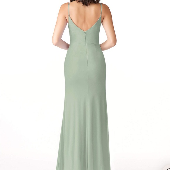 Azazie Deandra Sage Green Bridesmaid Dress Size A4 - Picture 5 of 10